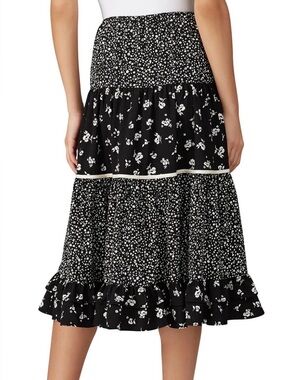 Sweet Baby Jamie Black & White Floral Tiered Maxi Skirt